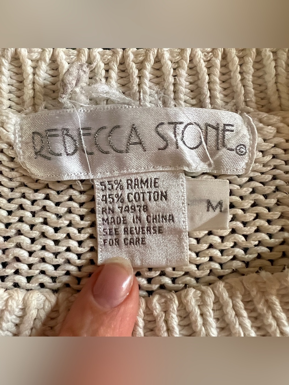 Vtg 90s Rebecca Stone Ramie Cotton Floral Oversized Sweater - Size Medium - Picture 6 of 7
